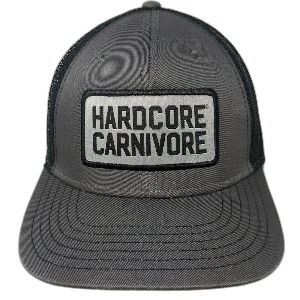 OTTO Trucker Hat Gray OSFM Hardcore Carnivore Graphic Patch Mesh Snapback Hat